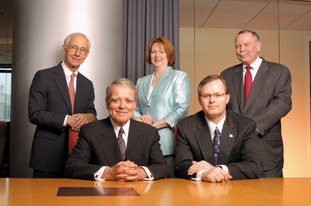 Left to right: Bill Gradison, William J. McDonough, Kayla J. Gillan, Charles D. Niemeier, Daniel L. Goelzer