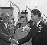 President Franklin D. Roosevelt with Texas Governor James Allred and U.S. Representative Lyndon B. Johnson in Galveston