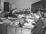 The accounting room in the ticket selling department at Union Station, Chicago, Illinois