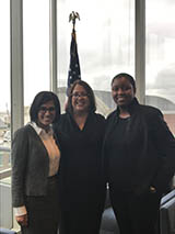 George State University College of Law student Qudsia Shafiq (left) and Professor Nicole G Iannarone (center) with SEC Investor Advisory Group Ombudsman