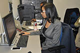 Georgia State Law Investor Advocacy Clinic student Jasmine Blake-Stewart works on a client matter.